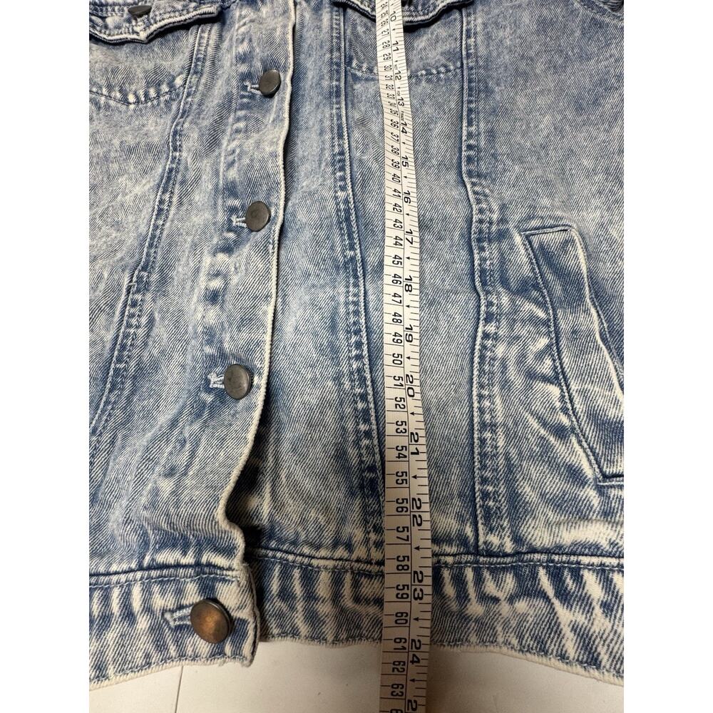 Divided H&M Denim Jacket US Flag Back Print‎ Cotton Size 2 Americana Patriotic - Picture 7 of 7